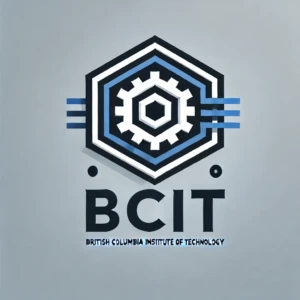 "BCIT Logo" by ChatGPT Synthetic logo for the British Columbia Institute of Technology (BCIT) featuring a stylized gear design within a hexagon, rendered in shades of blue and white. The text ‘BCIT’ is displayed below the gear design, with ‘British Columbia Institute of Technology’ written underneath in smaller font.