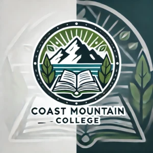 "Coast Mountain  College Logo" by ChatGPT Synthetic logo for College of the Rockies featuring a stylized blue and white mountain range, with a subtle book design integrated into the mountains. The text ‘College of the Rockies’ is prominently displayed below the mountain design in a professional and approachable font.