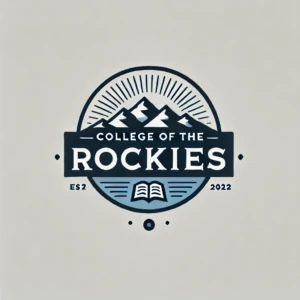 "College of the Rockies Logo" by ChatGPT Synthetic logo for College of the Rockies featuring a stylized mountain range in shades of blue and white, with sun rays radiating from the mountains. Below the mountains, the text ‘College of the Rockies’ is prominently displayed in a professional and approachable font. An open book icon is subtly integrated into the design at the bottom of the logo.