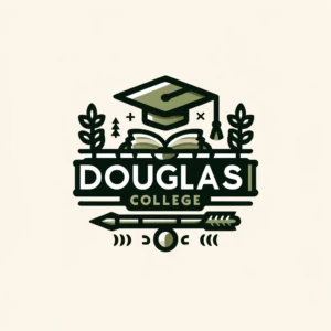 "Douglas College Logo" by ChatGPT Synthetic logo of Douglas College featuring a graduation cap, an open book, and decorative elements like plants and an arrow. The text "Douglas College" is prominently displayed in the center.