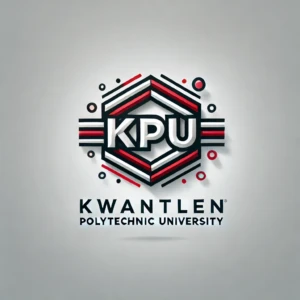 "KPU Logo" by ChatGPT Synthetic logo of Kwantlen Polytechnic University featuring a hexagonal emblem with the initials 'KPU' in bold, white letters. The full university name is below the emblem.