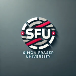 "SFU Logo" by ChatGPT Synthetic logo of Simon Fraser University featuring a circular emblem with stylized lines and the initials 'SFU' in bold, white letters. The full university name is below the emblem.