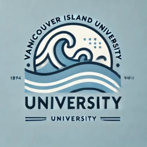 "Vancouver Island University Logo" by ChatGPT Synthetic logo of Vancouver Island University featuring stylized waves and a rising sun inside a circular design. The text "Vancouver Island University" arcs above the waves, with "1994" on the left and "2021" on the right. The word "University" is prominently displayed below.